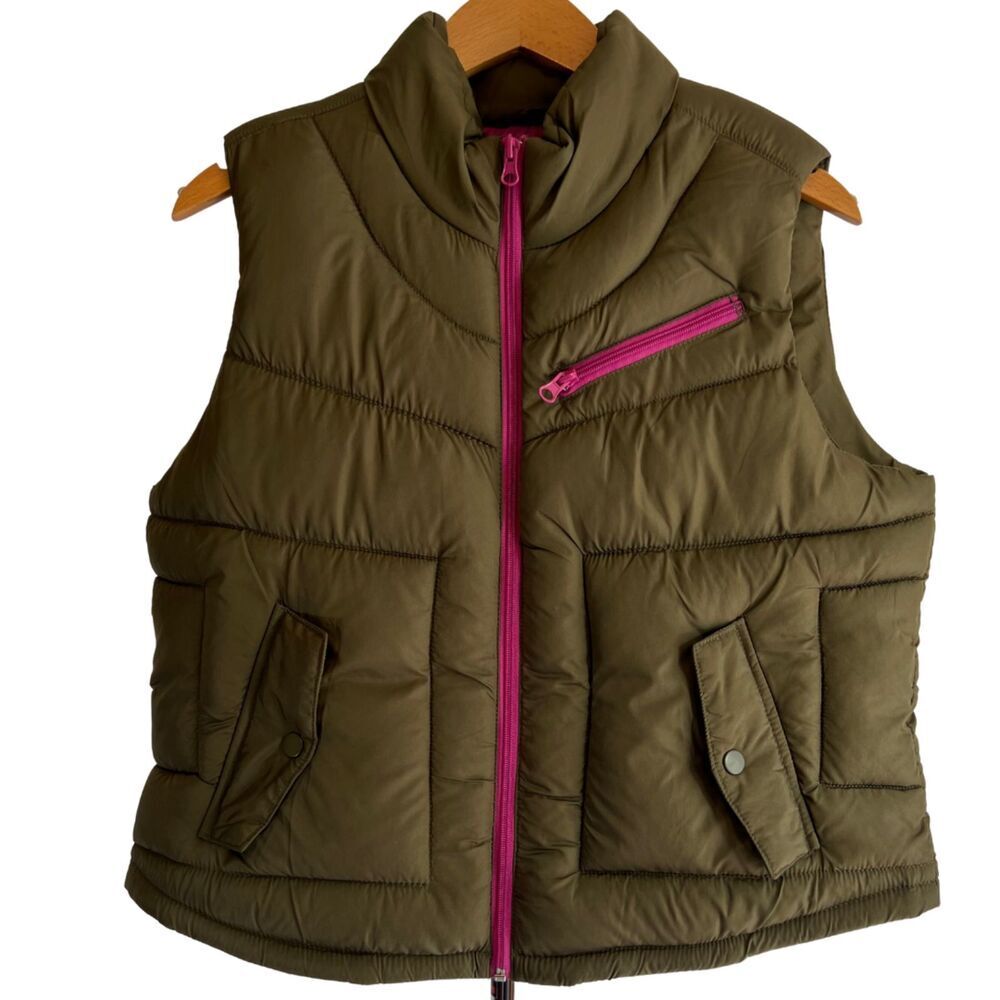 Arizona Two Tone Puffer Vest Green and Pink Size Youth XL